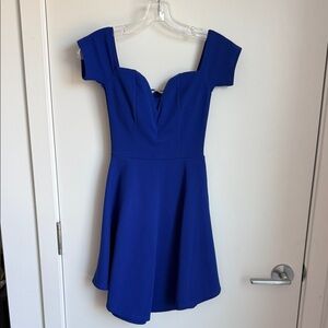 Charlotte Russe Royal Blue Off-Shoulder Sweetheart Mini Dress
